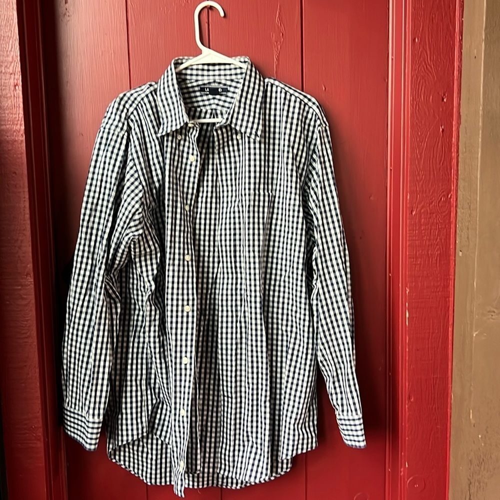 Lands’ End Mens Shirt Size 16-33 L Blue Check Long Sleeve Button Up
Coll…